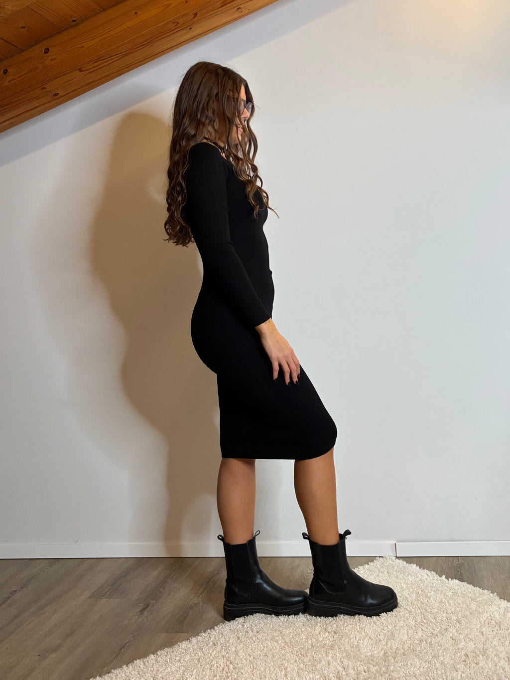 Vestito midi girocollo