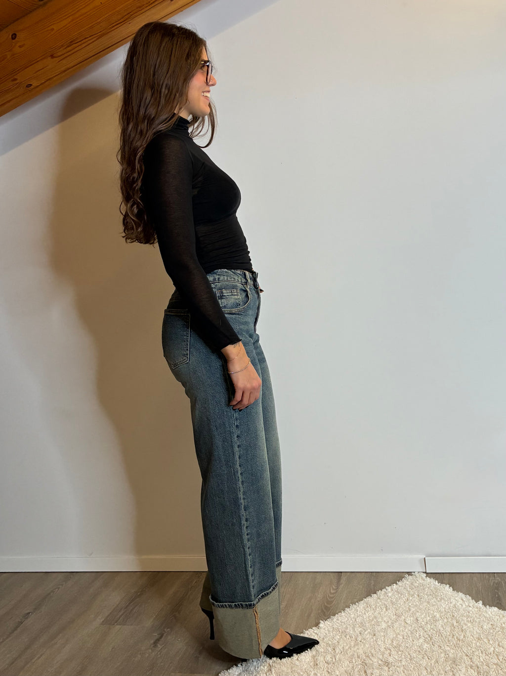 Jeans maxi risvolto
