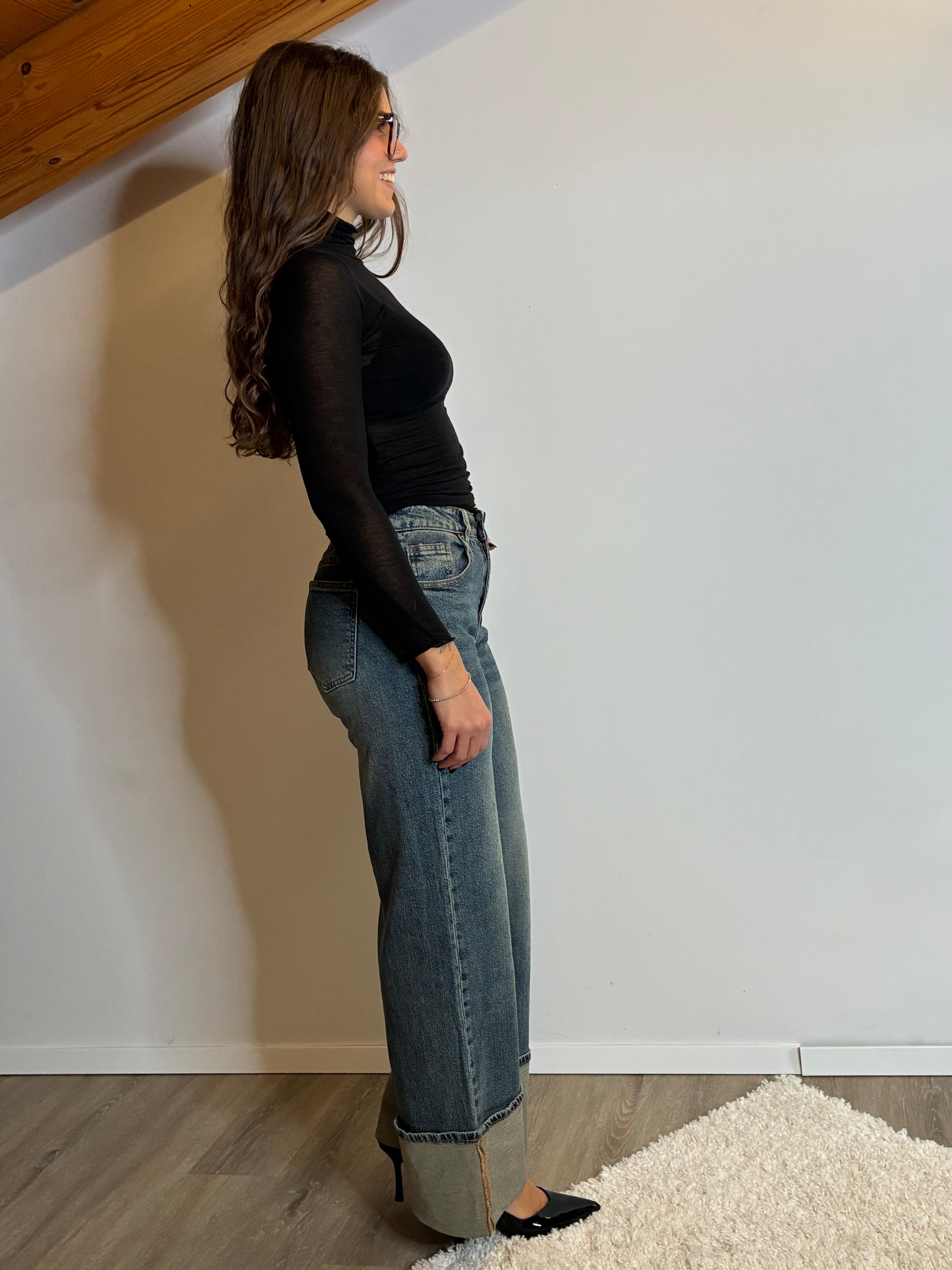 Jeans maxi risvolto