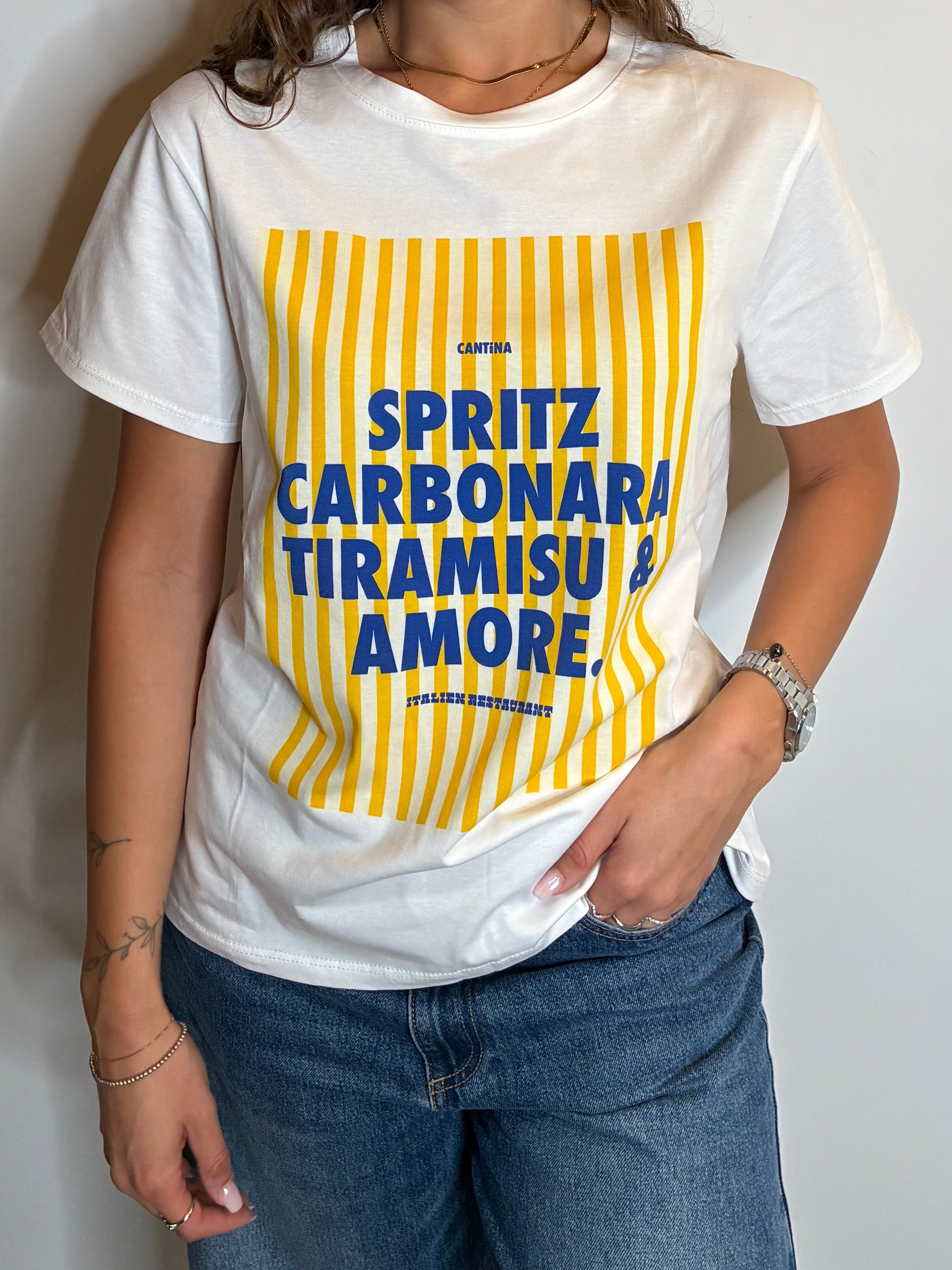 T-shirt "spritz, carbonara, tiramisù e amore"