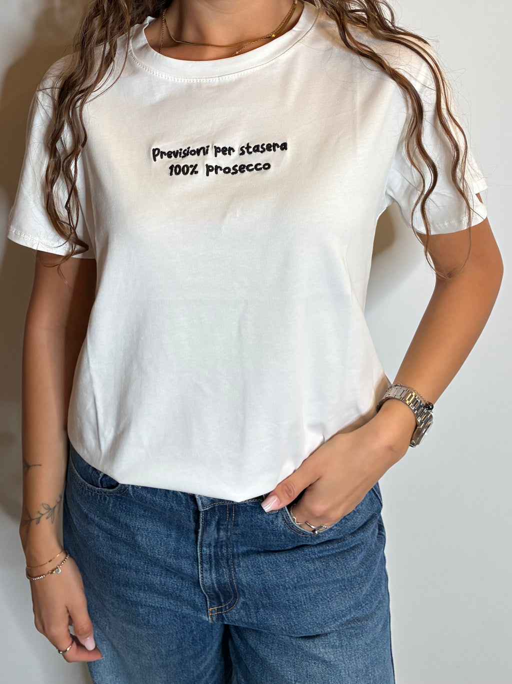 T-shirt "previsioni per stasera 100% prosecco" +colori