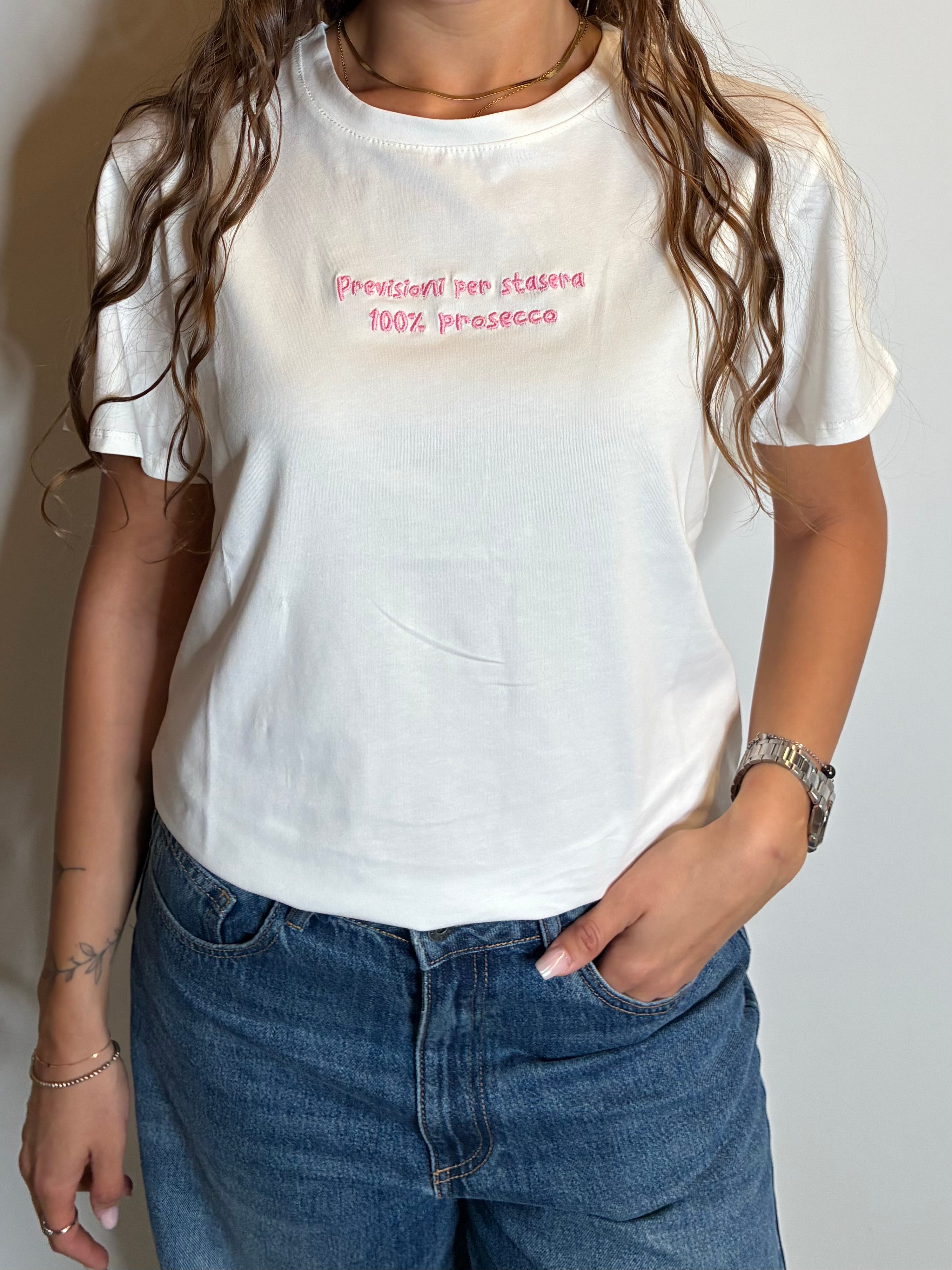 T-shirt "previsioni per stasera 100% prosecco" +colori