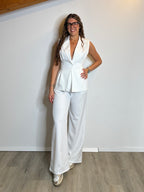 Completo smanicato gessato bianco