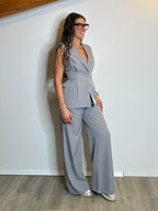Completo smanicato gessato grigio
