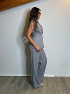 Completo smanicato gessato grigio