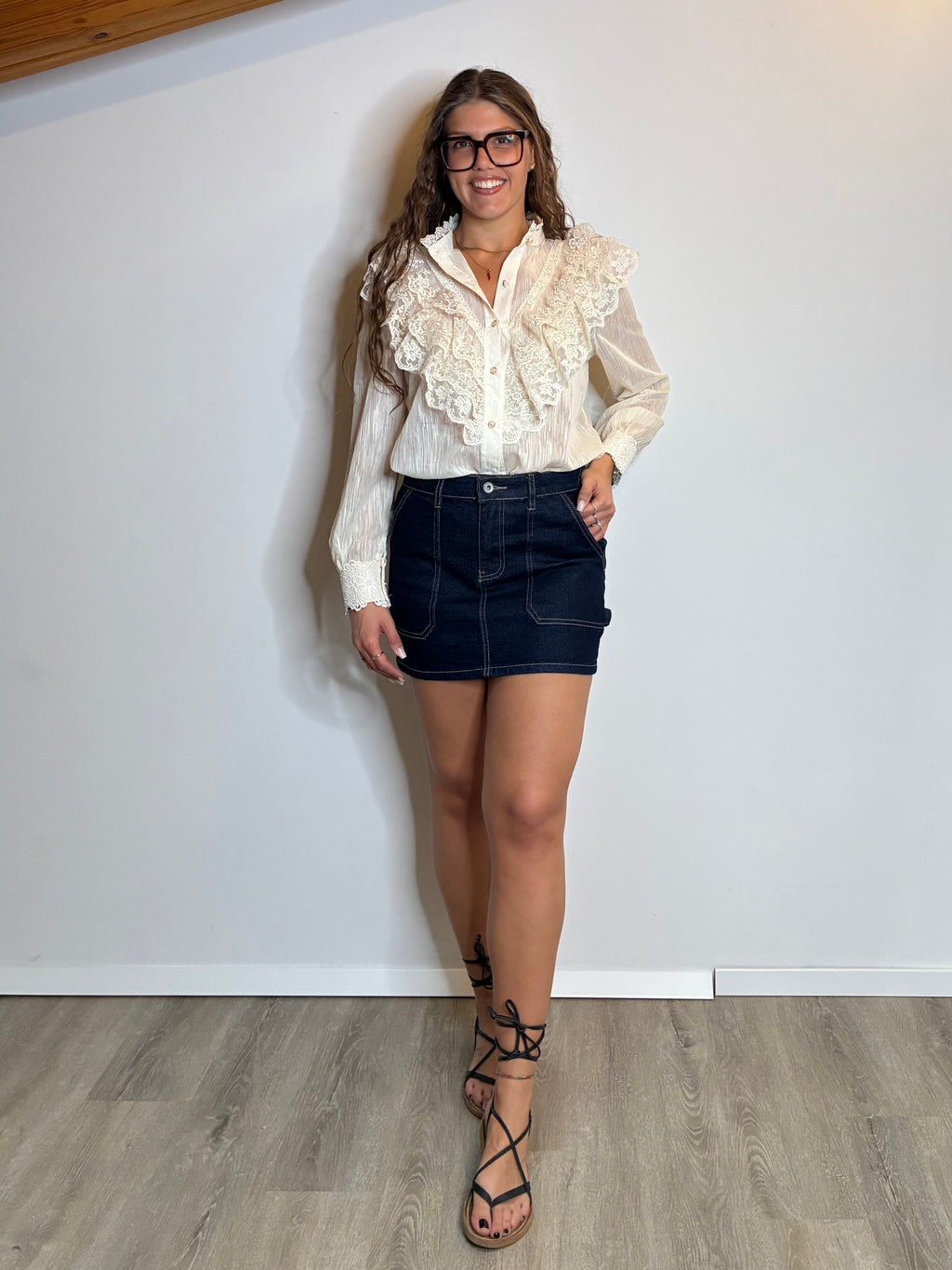 Minigonna denim cargo