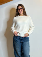 Pullover micro-paillettes panna