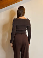Maglione scollo shiffer marrone