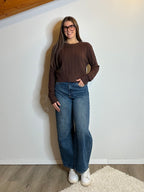 Pullover trecce marrone