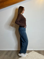 Pullover trecce marrone