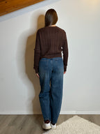 Pullover trecce marrone