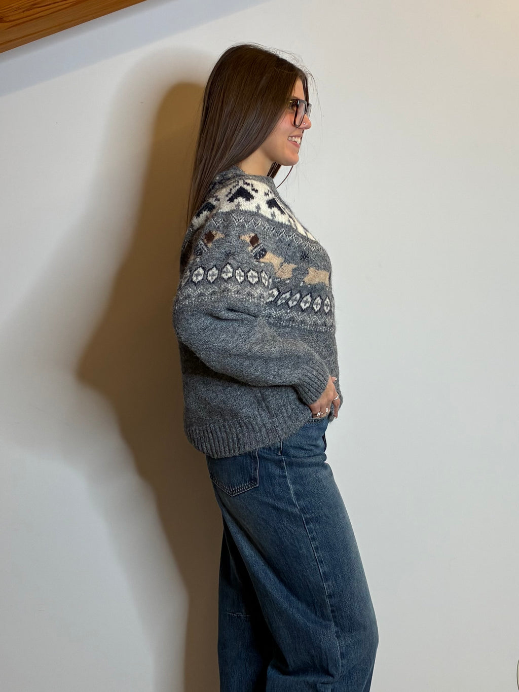 Maglione nordico bassotti grigio