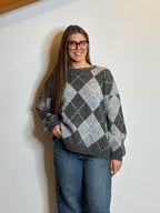 Maglione rombi grigio
