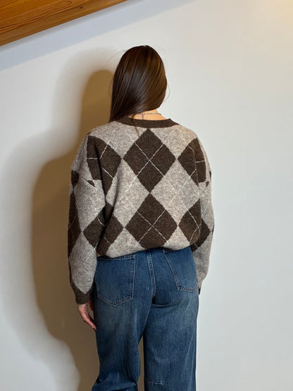 Maglione rombi marrone